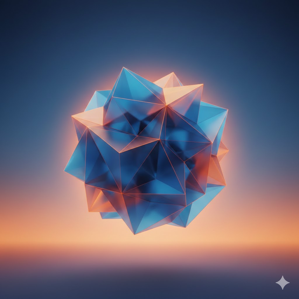 Modello 3D astratto illuminato da luci al neon